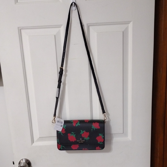 NWT Kate Spade Red and Black Floral Madison Crossbody Bag - Picture 11 of 12